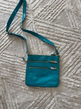Cole Haan Teal Crossbody Bag with Gold Hardware